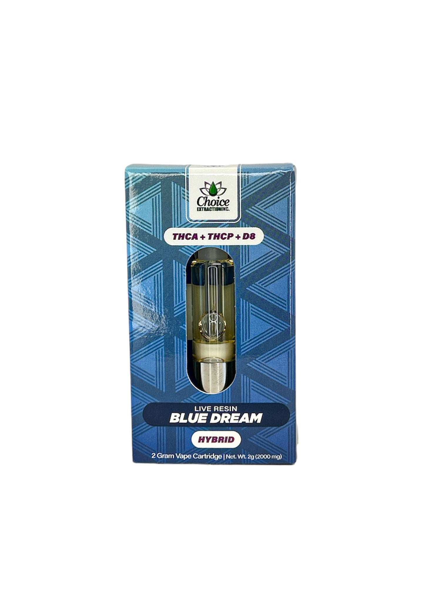 THCA + THCP + D8, Live Resin Blue Dream Vape Cart 2mL - Hybrid